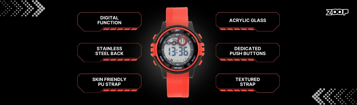 Buy Online Zoop Digital Watch with Digital Dial & Red Strap for
