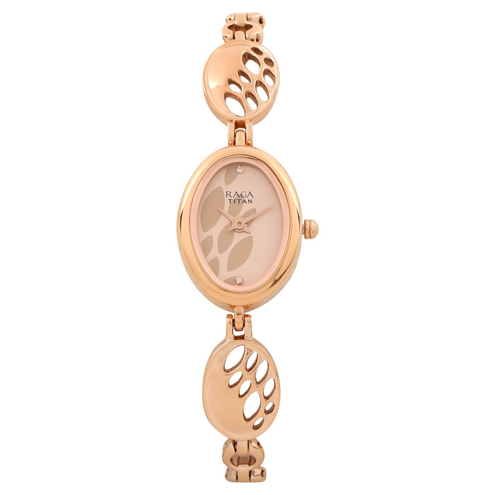 Buy Online Titan Raga Foliage Beige Dial Analog Metal Strap watch for Women nk2511wm06 Titan