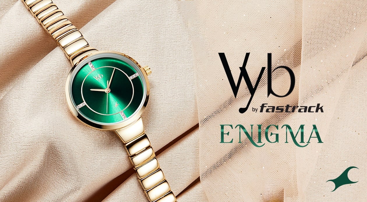 Buy Online Fastrack Vyb Enigma Quartz Analog Green Dial Stainless Steel ...