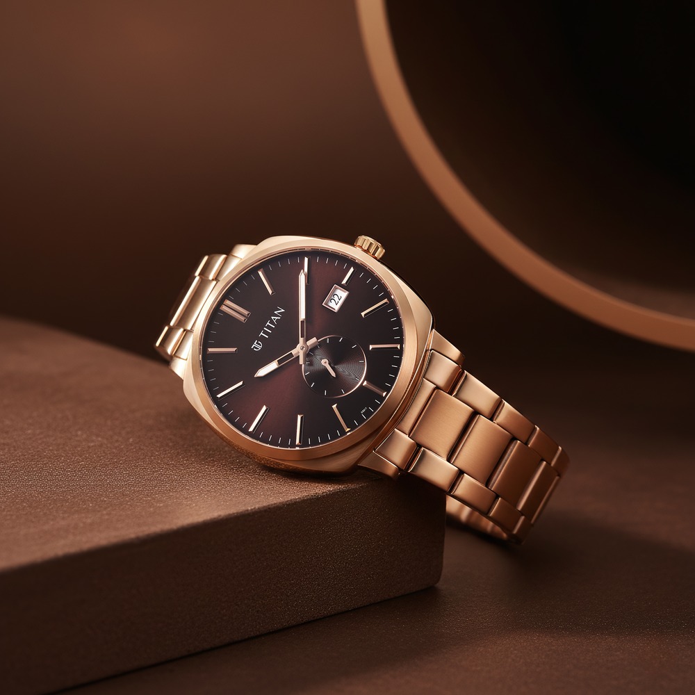Buy Online Titan Classique Suave Analog with Brown Dial Rose Gold