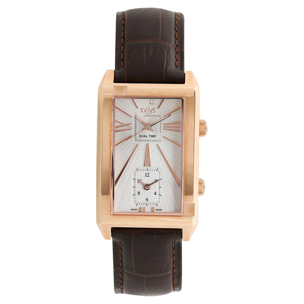 Buy Online Xylys Swiss Analog Brown Leather Strap and Silver Dial