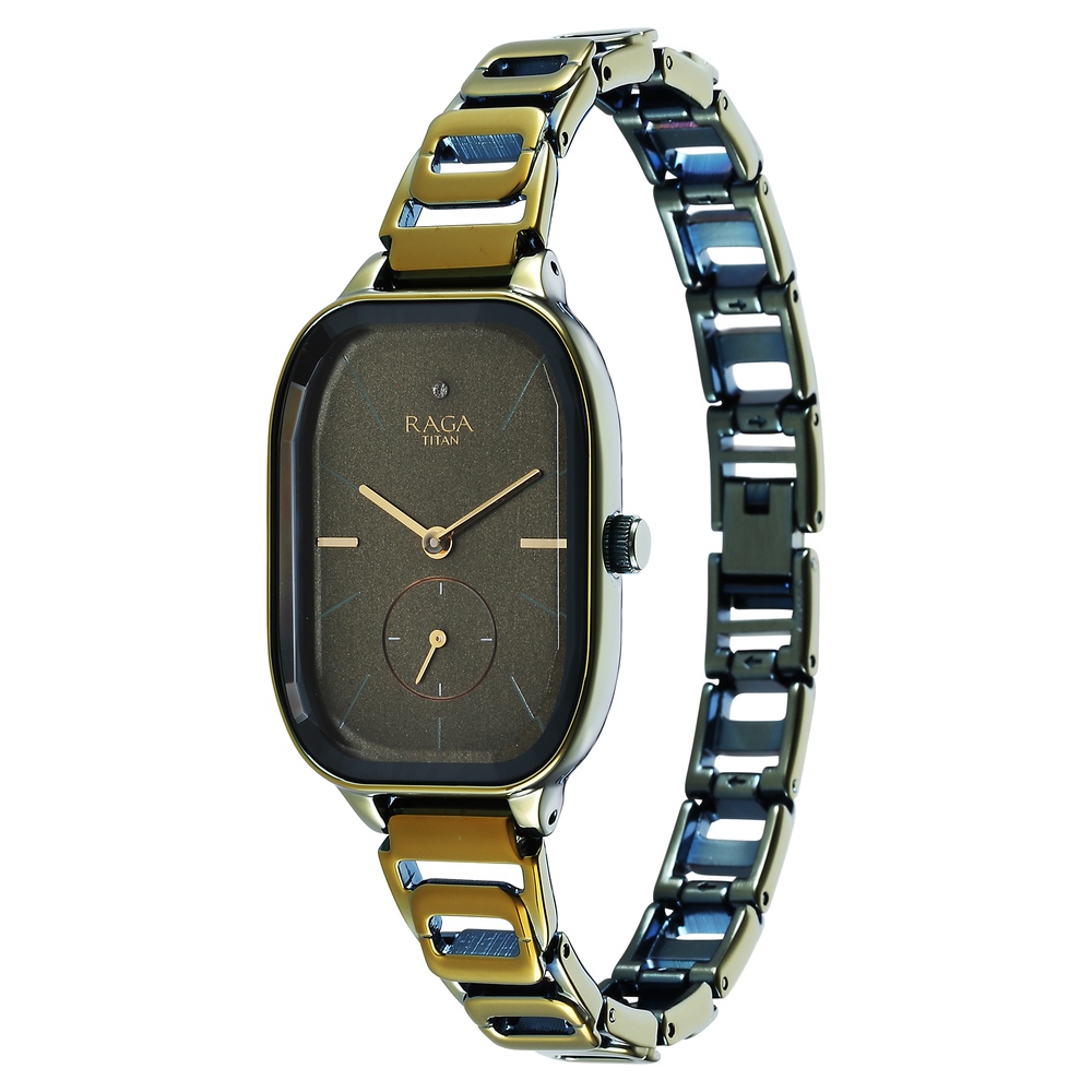 Buy Online Titan Raga Chic Quartz Analog Green Dial Green Metal Strap ...