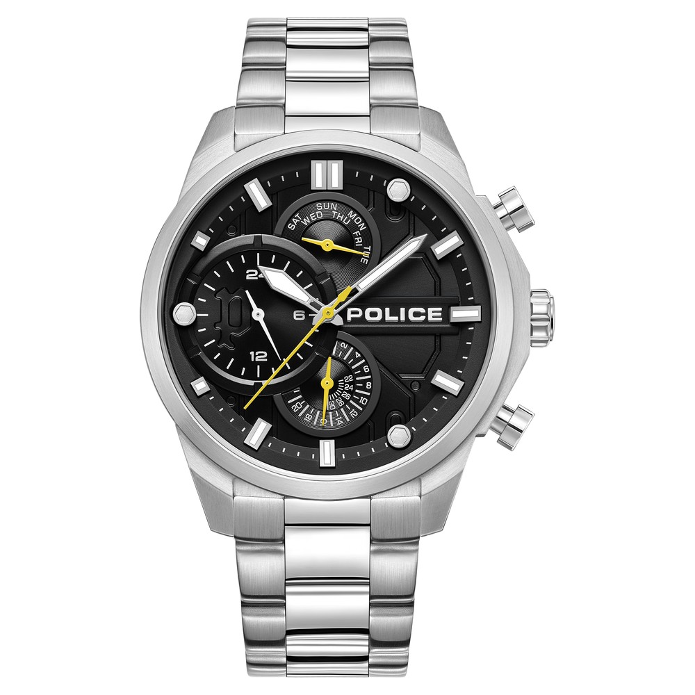 Buy Online Police Quartz Multifunction Black Dial Silver Stainless