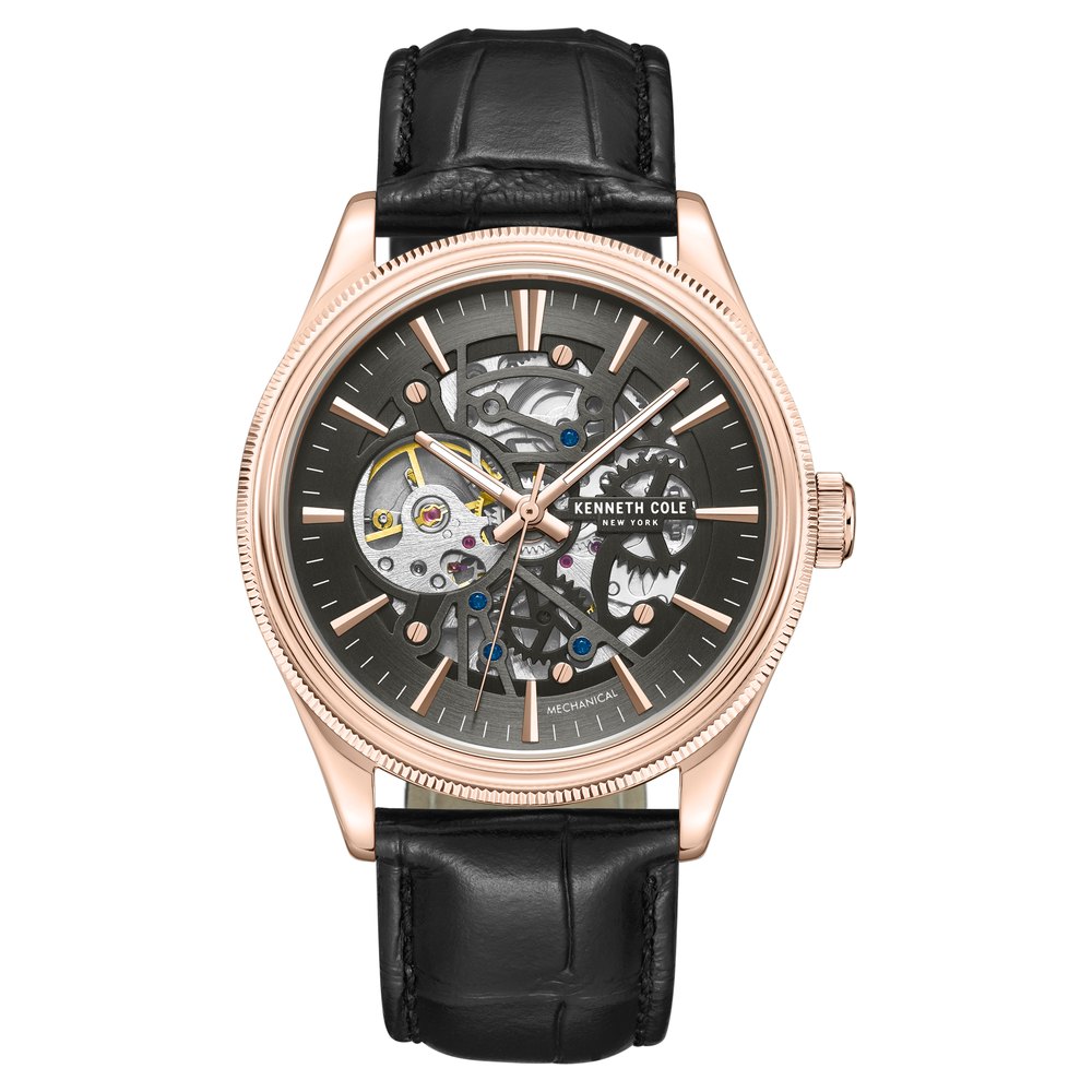 Buy Online Kenneth Cole Mechanical Hand Wound Analog Mechanical Grey Dial  With Black Leather Strap Watch For Men ntkcwge0048904mn Titan India