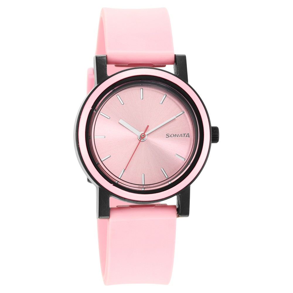 Buy Online Sonata Pop Pink Dial Women Watch With Polyurethane Strap ns87038pp05w Titan