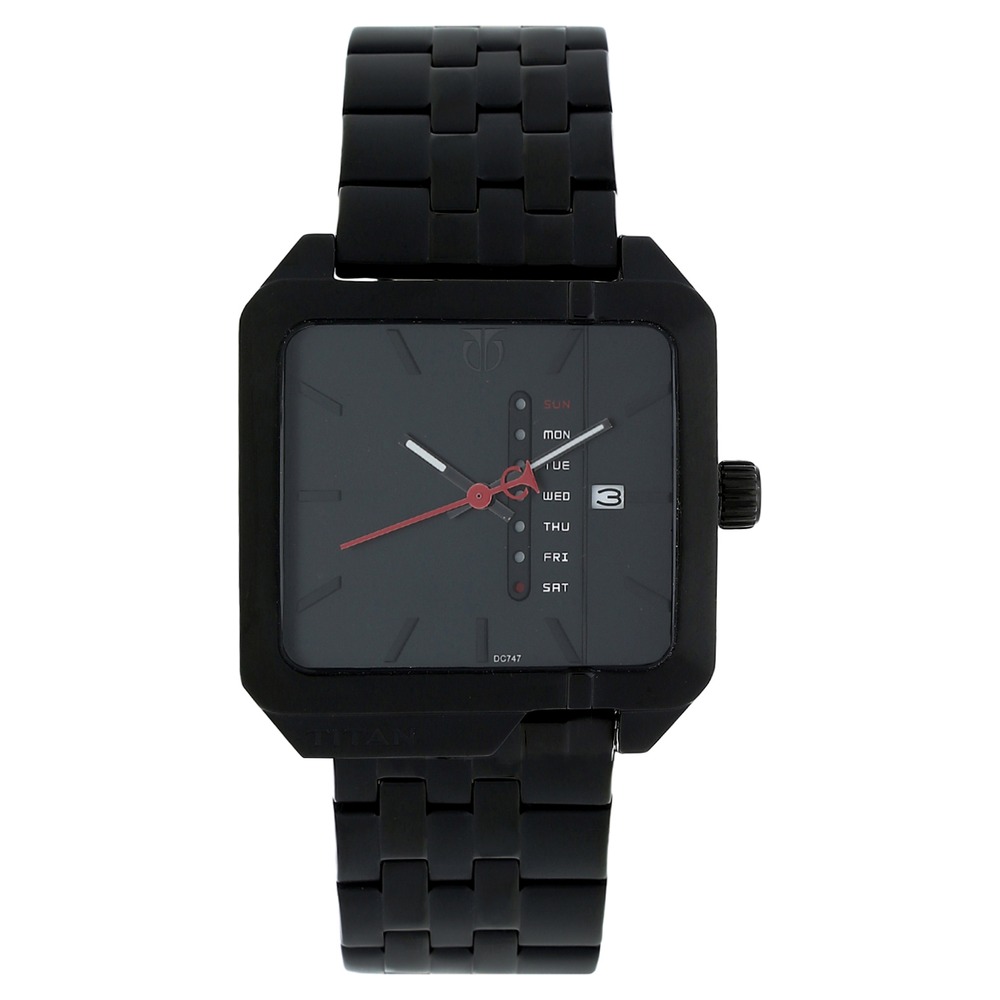 Titan black square watch cheap