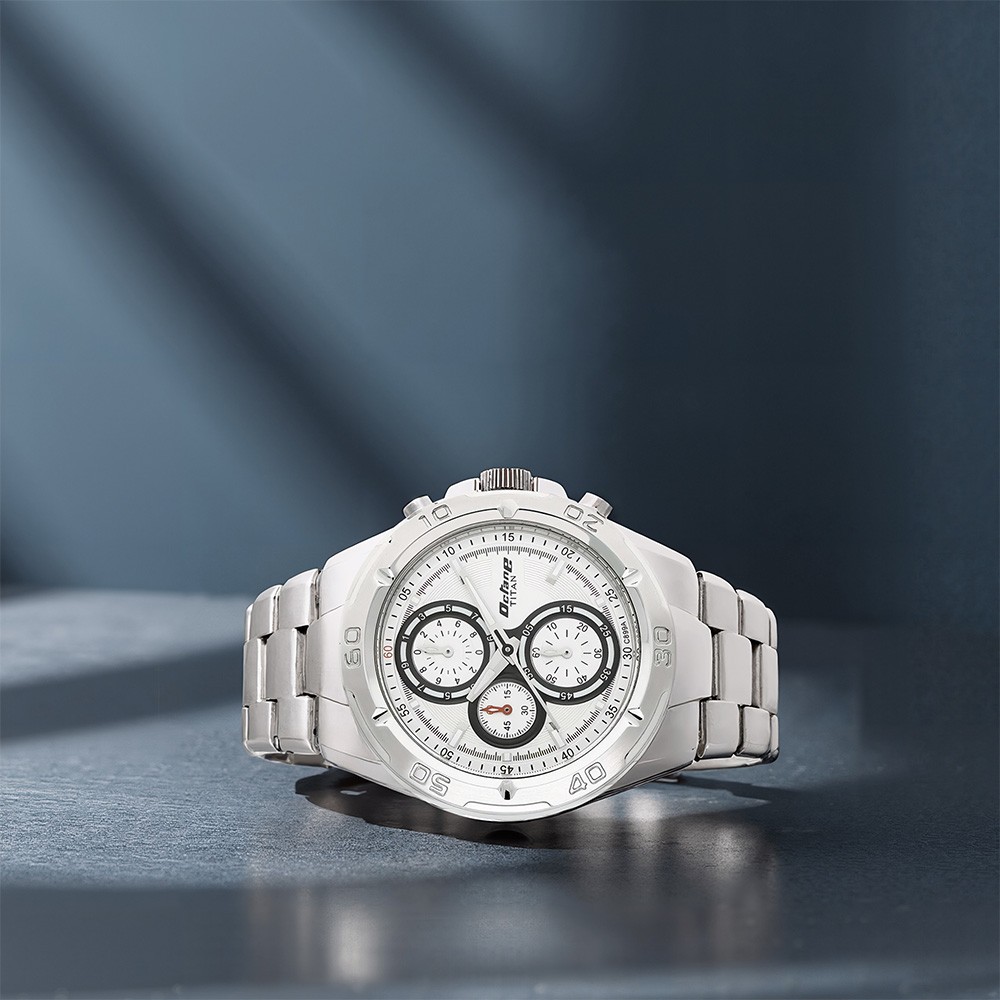 Buy Online Titan Chronograph White Dial Stainless Steel Strap watch for