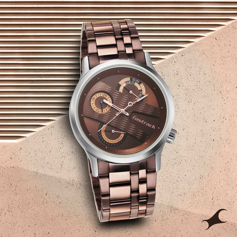 Buy Online Fastrack Exuberant Quartz Multifunction Brown Dial