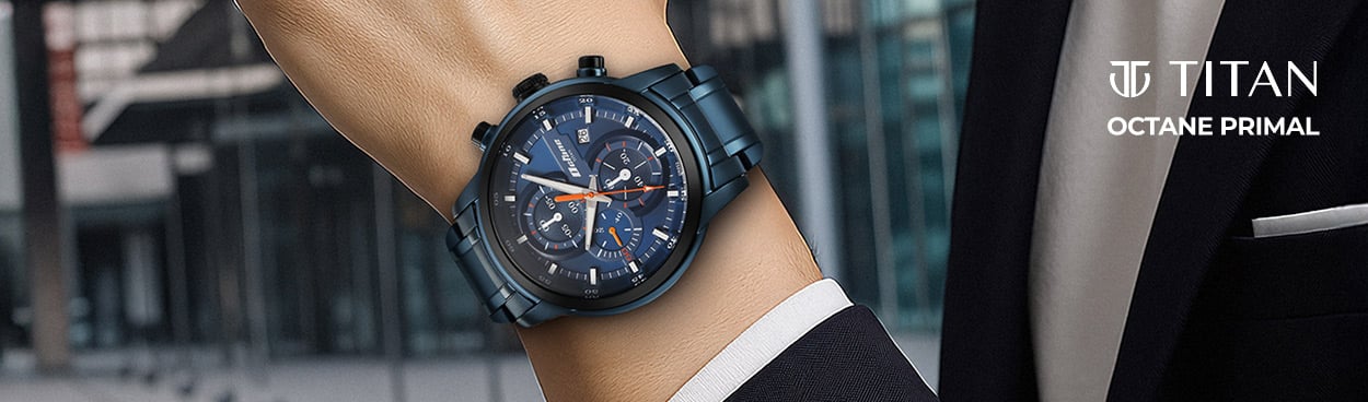 Buy Online Titan Octane Primal Quartz Chronograph Blue Dial Blue