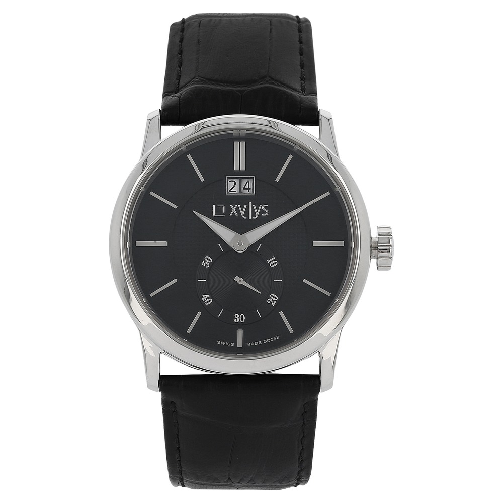 Buy Online Xylys Swiss Analog with Date Black Leather Strap and