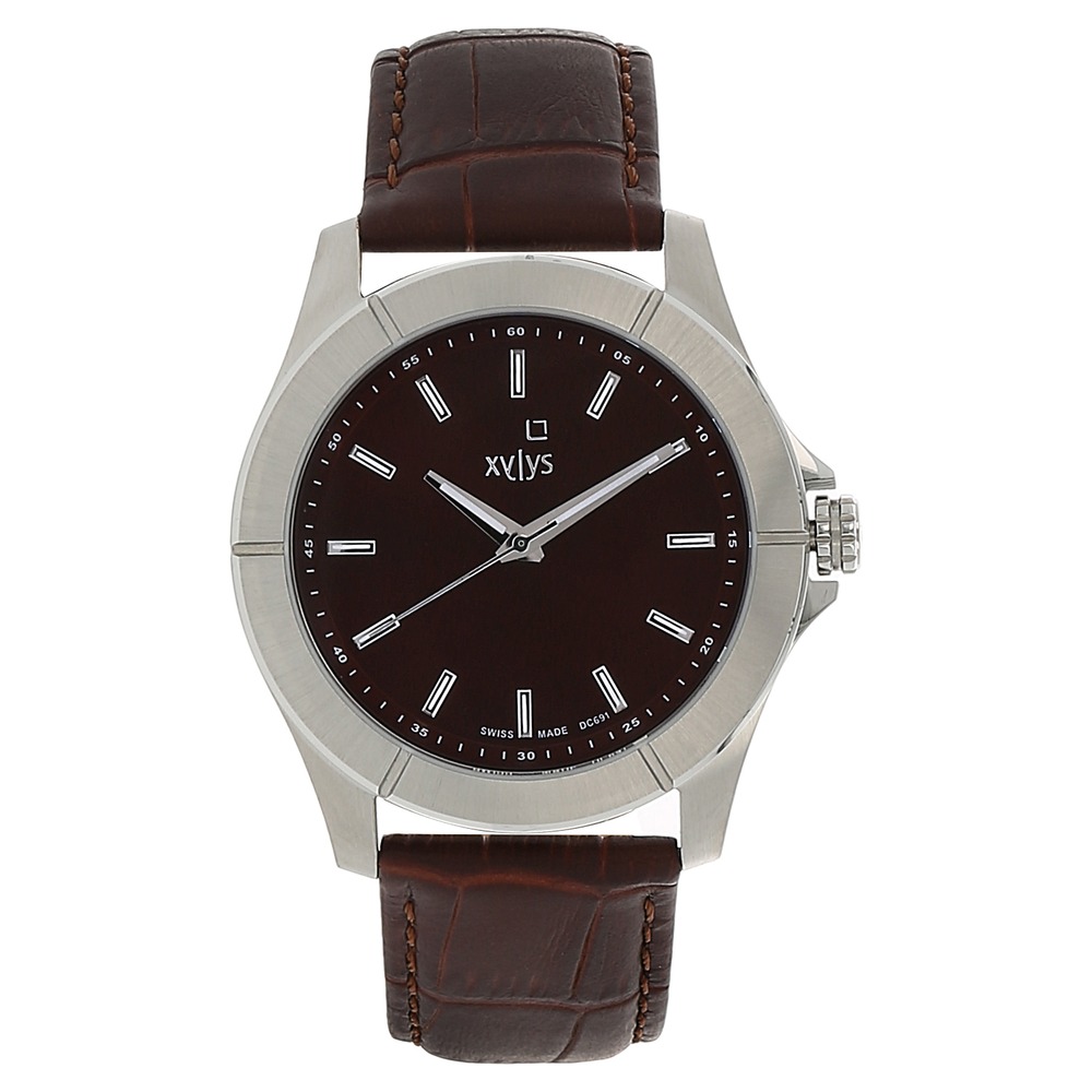 Buy Online Xylys Swiss Analog Brown Leather Strap and Brown Dial