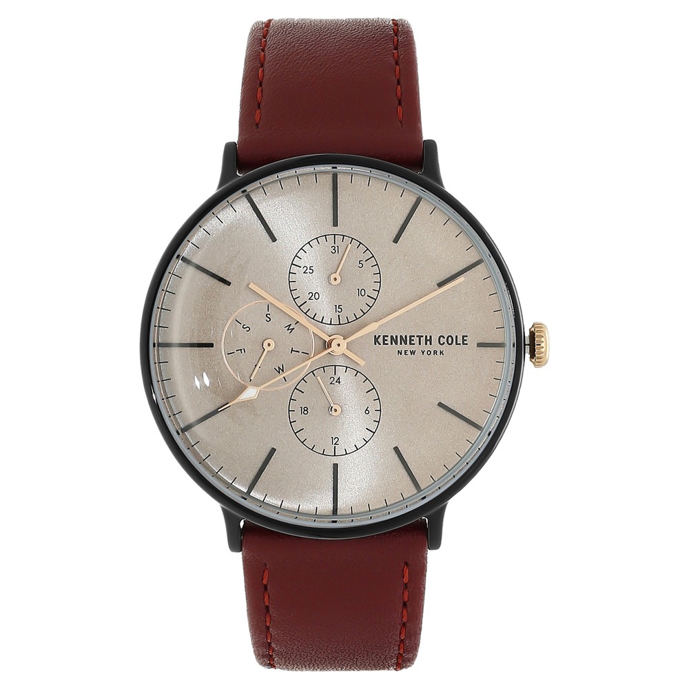 Buy Online Kenneth Cole Quartz Multifunction Brown Dial Leather Strap Watch for Men nckc50645001mn Titan