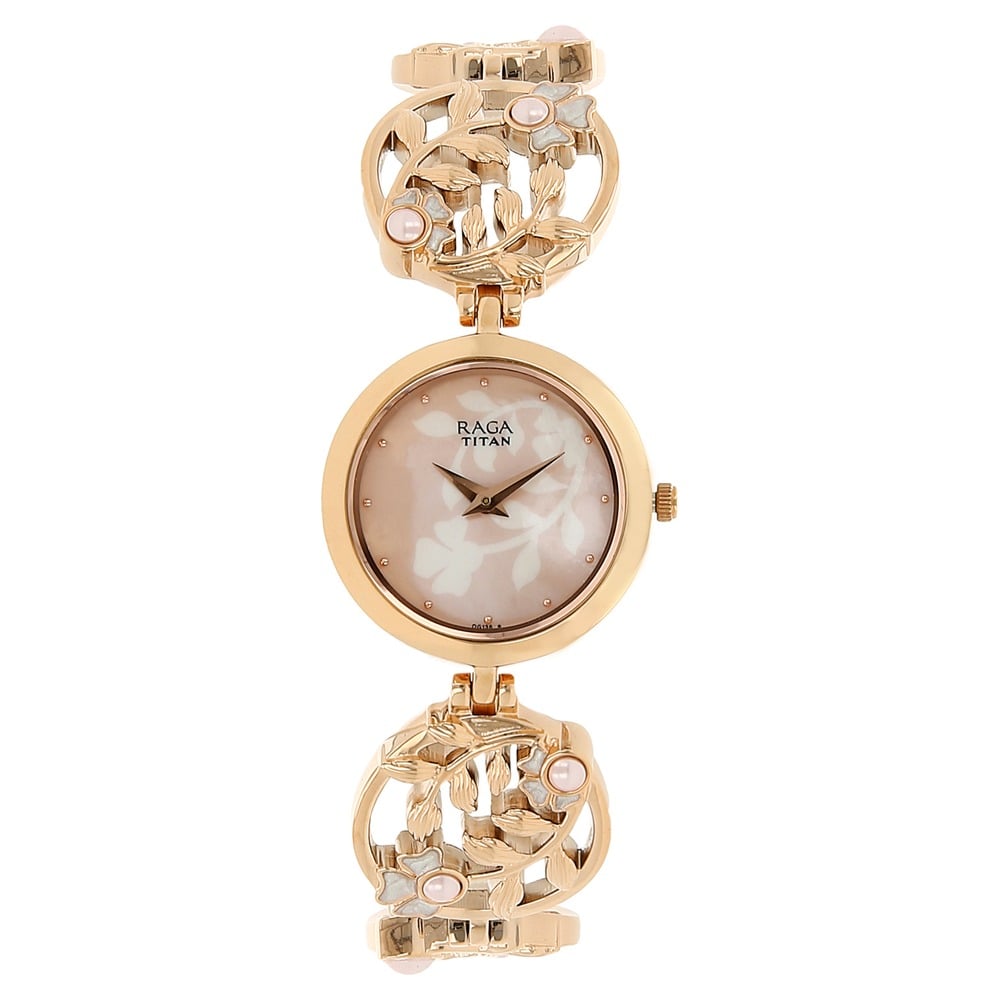 Titan Raga Viva Women's Bracelet Watch - Quartz, Water Resistant,  Beige/Rose Gold, Contemporary : Amazon.sg: Fashion