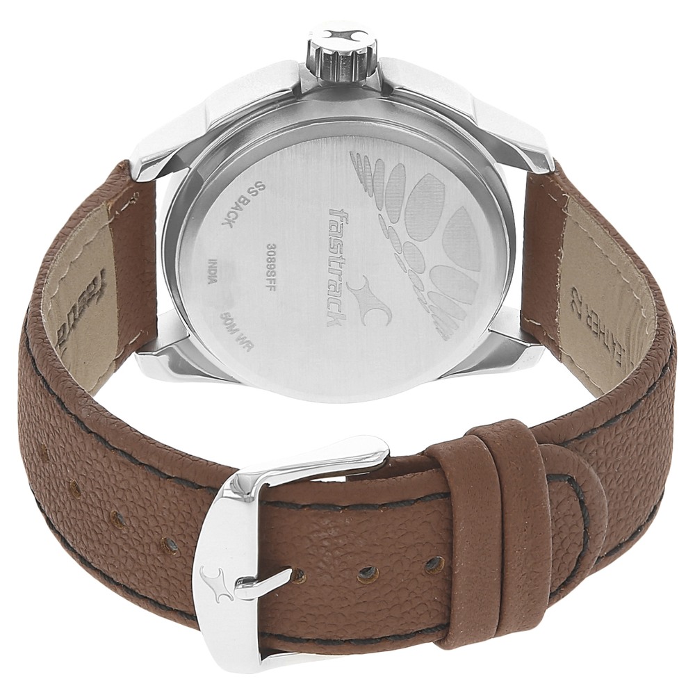 Buy Online Fastrack Quartz Analog Black Dial Leather Strap Watch for ...