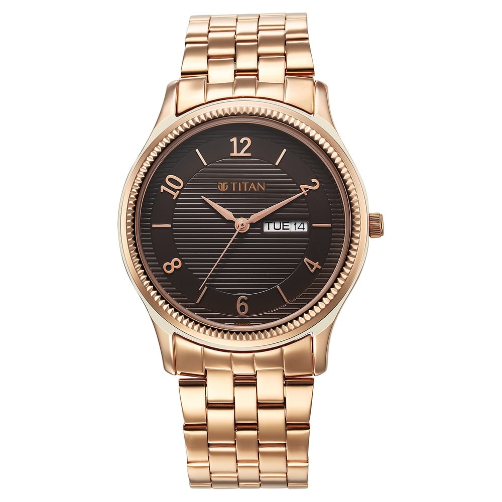 Titan rose gold watch for men discount