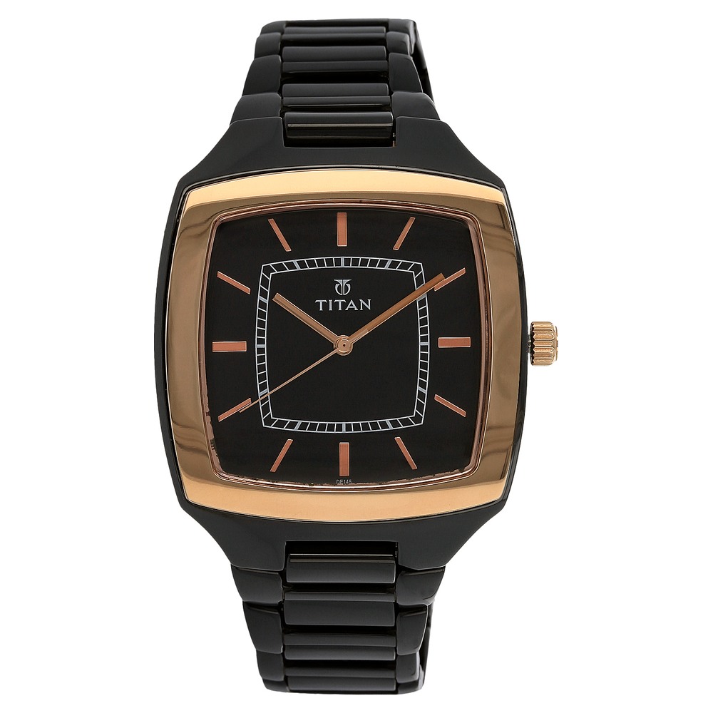 Buy Online Titan Black Dial Quartz Analog Ceramic Strap watch for