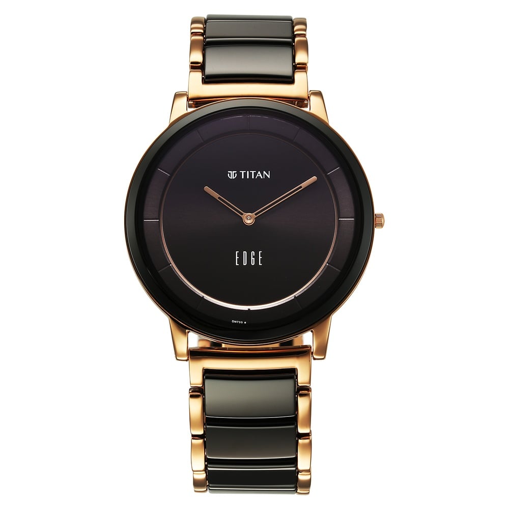 Buy Online Titan Edge Fusion Slim Two Toned Steel And Ceramic Strap Black Dial Analog Watch for Men ns1878kd03 Titan