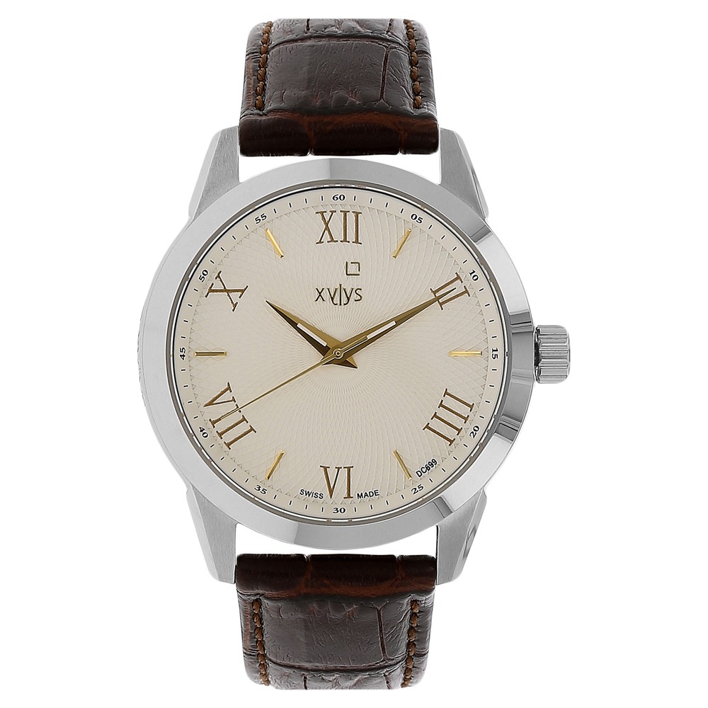 Buy Online Xylys Swiss Analog Black Leather Strap and Silver Dial