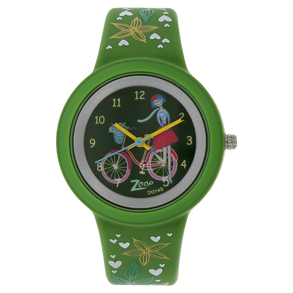 Buy Online Zoop By Titan Quartz Analog Green Dial PU Strap Watch