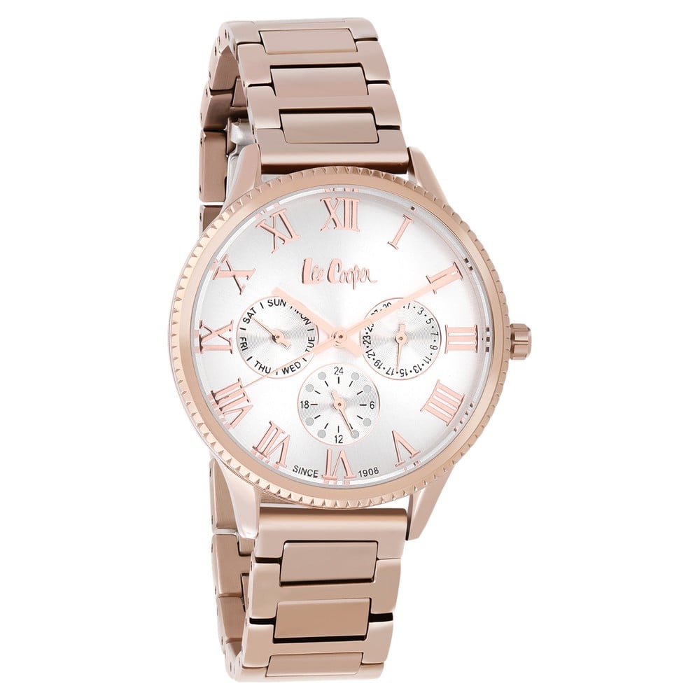 Buy Online Lee Cooper Quartz Multifunction Silver Dial Metal Strap
