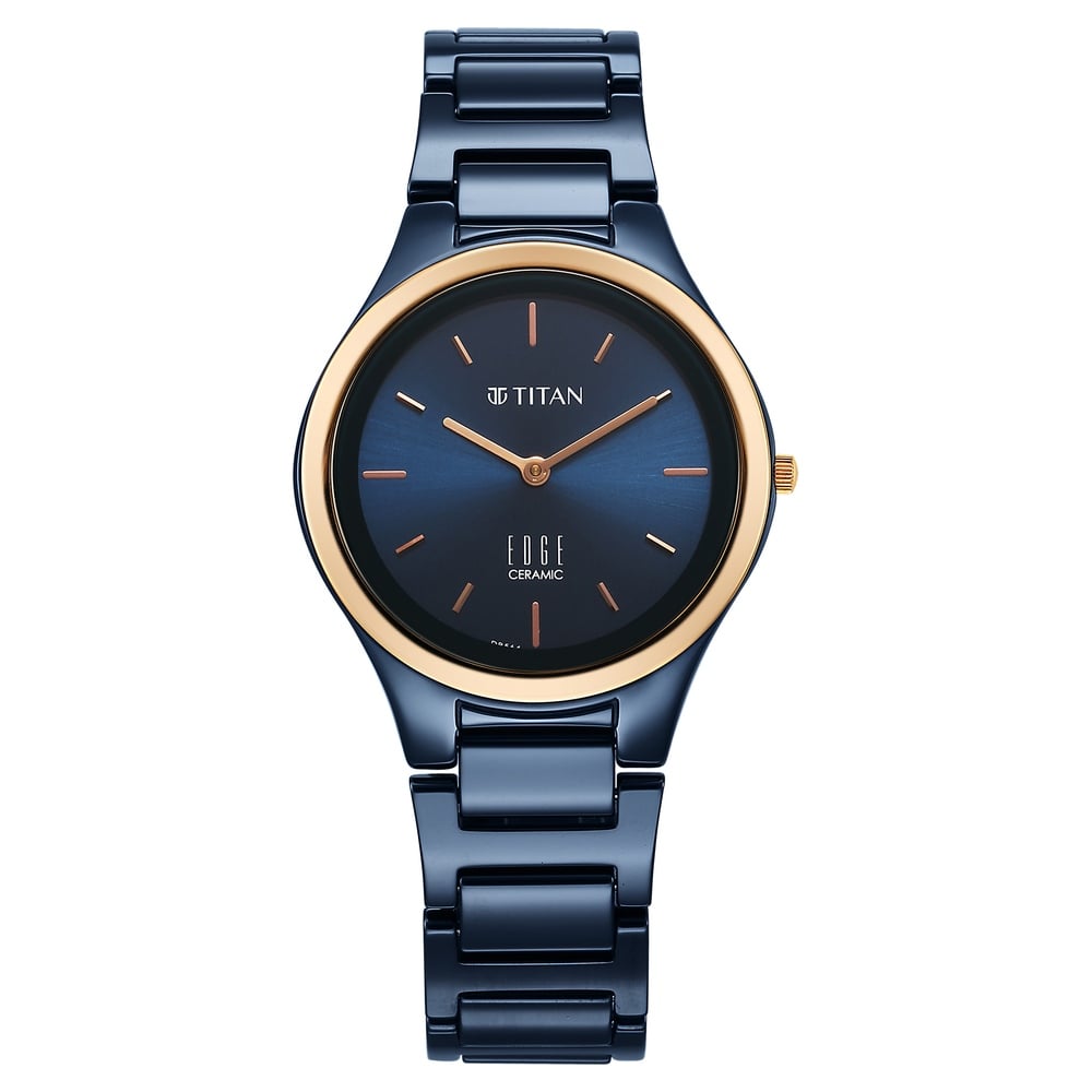 Buy Online Titan Edge Bicolour Quartz Analog Blue Dial Blue