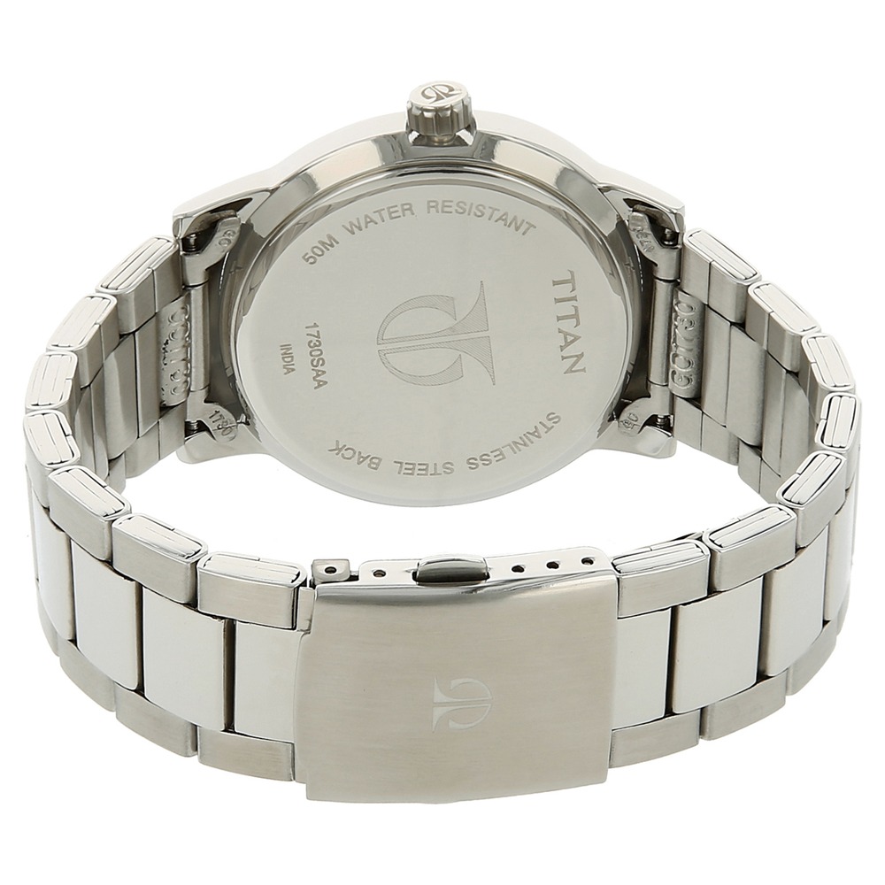 Titan Men's Urban Refinement: Sleek Blue Dial with Silver Stainless Steel Strap Watch - Photo 4