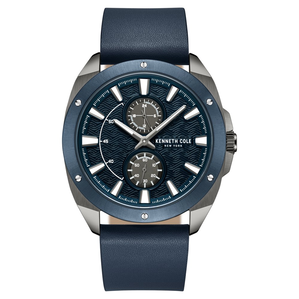 Buy Online Kenneth Cole Quartz Multifunction Blue Dial Leather