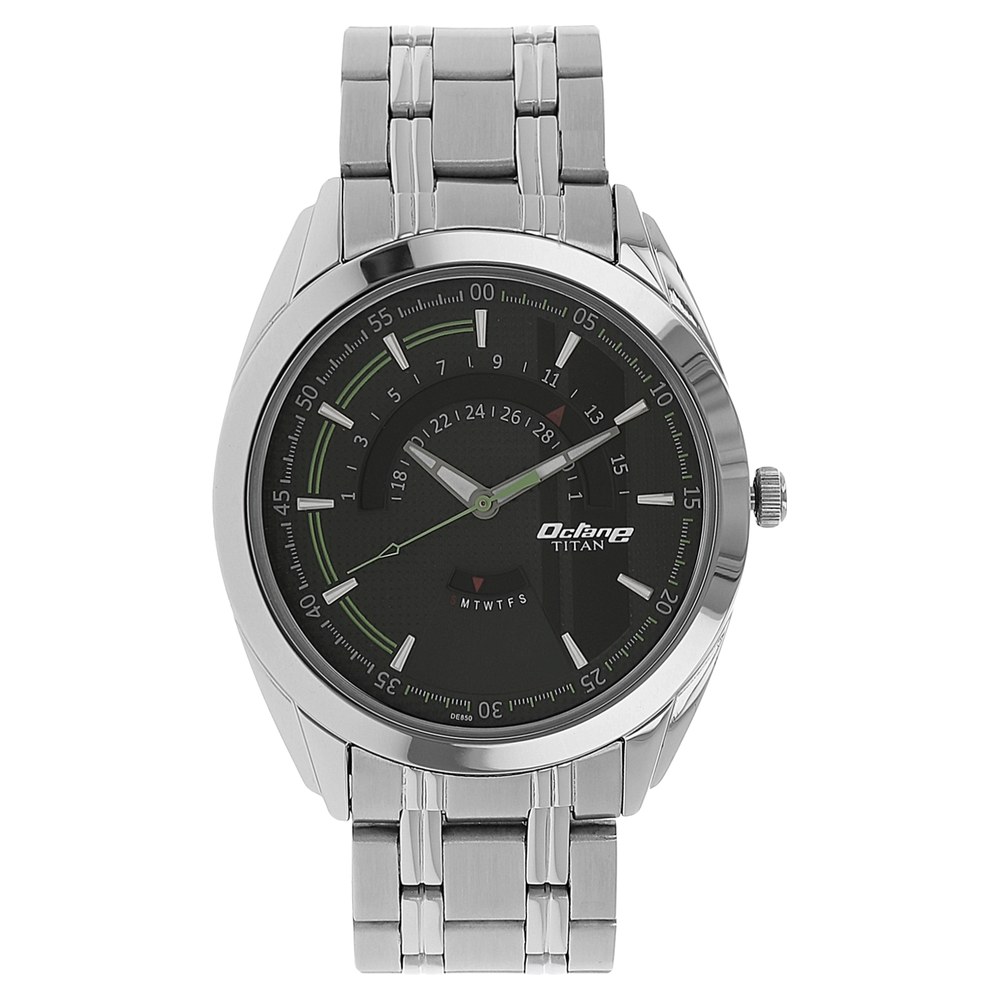Buy Online Titan Quartz Analog with Date Black Dial Stainless Steel Strap Watch for Men nk1582sm02b Titan