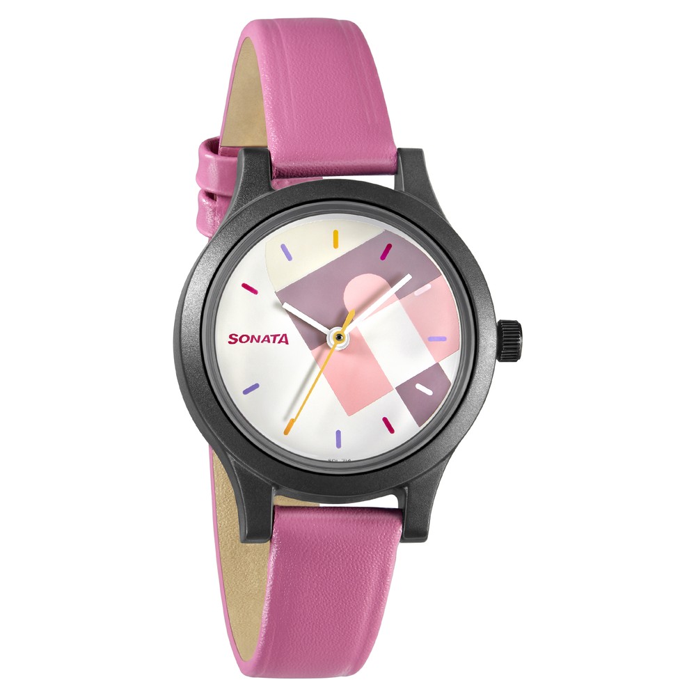 Buy Online Sonata Play White Dial Women Watch With Leather Strap