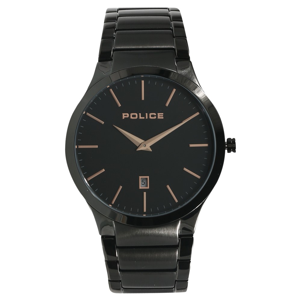 Buy Online Police Quartz Analog Black Dial Metal Strap Watch for