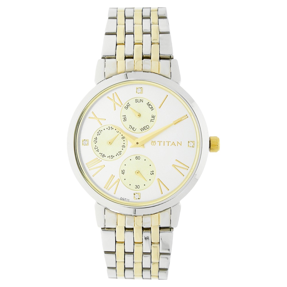 Buy Online Titan Workwear Silver Dial Women Watch With Stainless Steel Strap 2569bm02 Titan