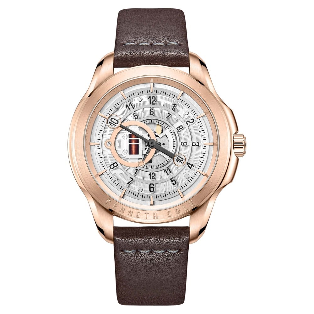 Buy Online Kenneth Cole Quartz Analog Silver Dial Leather Strap