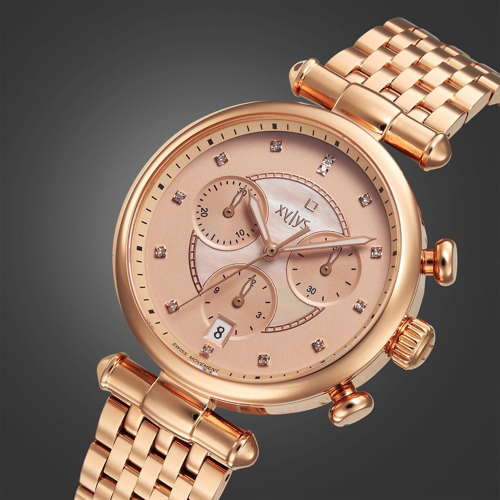 Buy Online Xylys Quartz Chronograph Rose Gold Dial Rose Gold