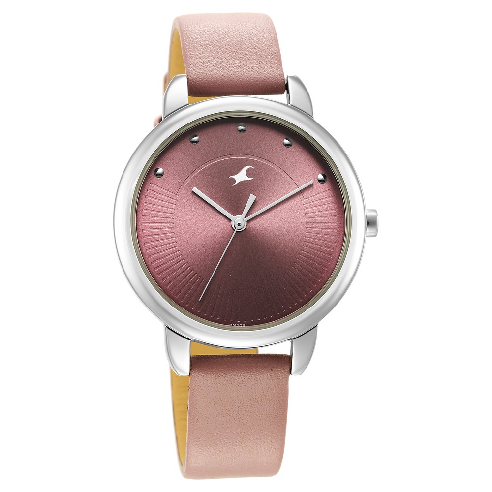 Buy Online Fastrack Stunners Quartz Analog Purple Dial Leather Strap Watch for Girls ns6282sl02 Titan
