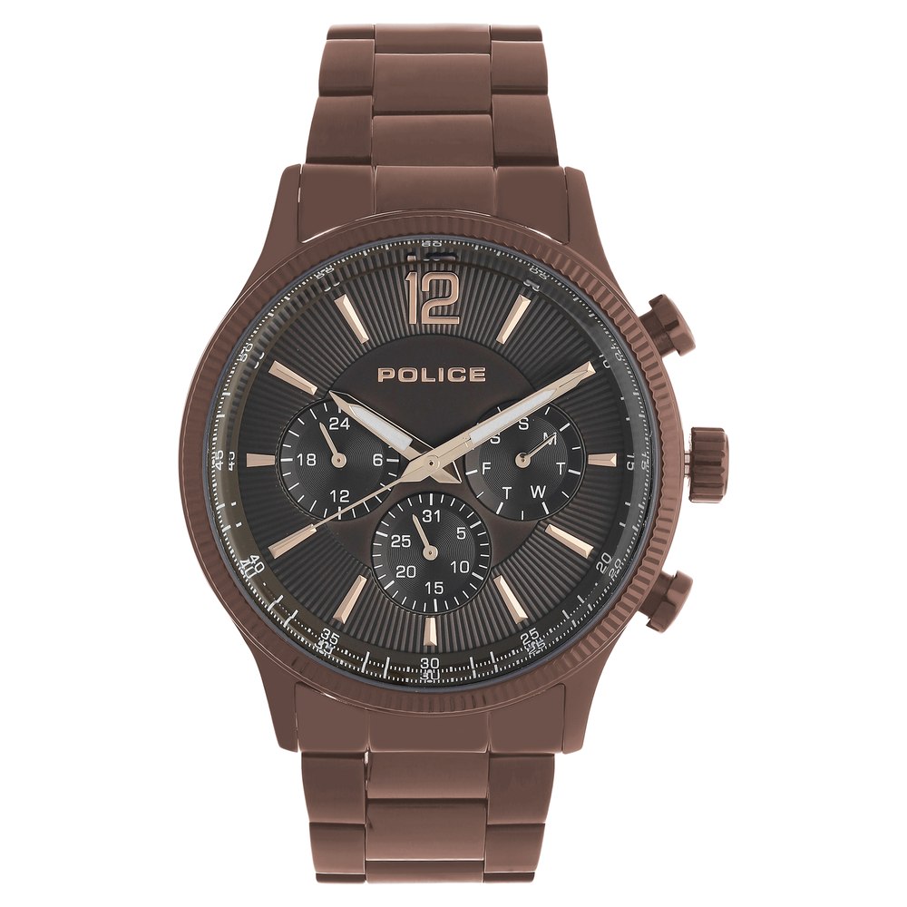Buy Online Police Quartz Multifunction Brown Dial Stainless Steel Strap Watch for Men ndpl15302jsbn12m Titan