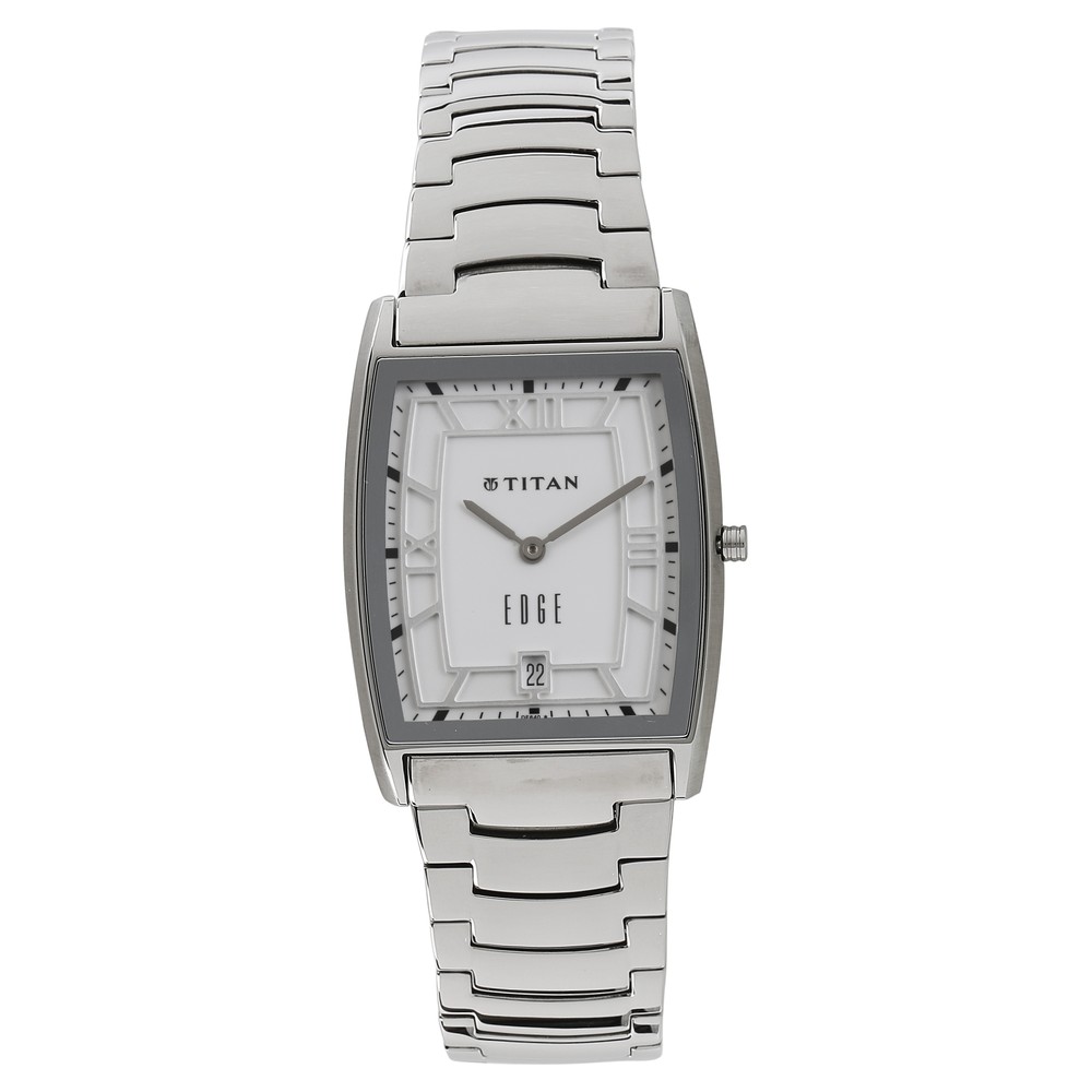 Buy Online Titan Edge White Dial Analog with Date Stainless Steel Strap watch for Men nk1684sm01 Titan