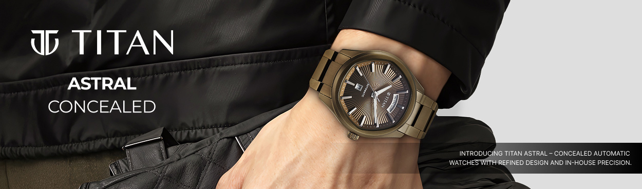 Buy Online Titan Astral Concealed Automatic Analog with Khaki Dial