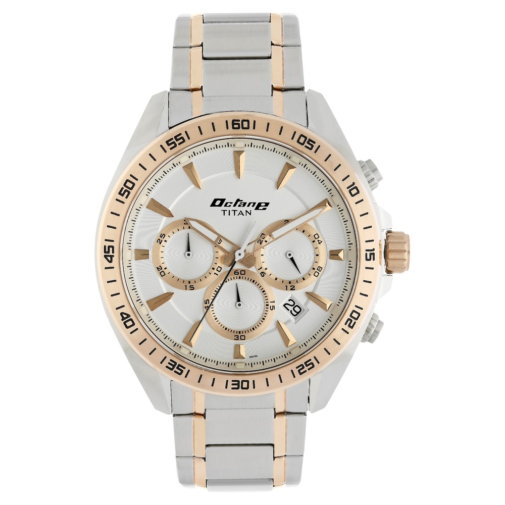 Buy Online Titan Octane White Dial Chrono Stainless Strap watch