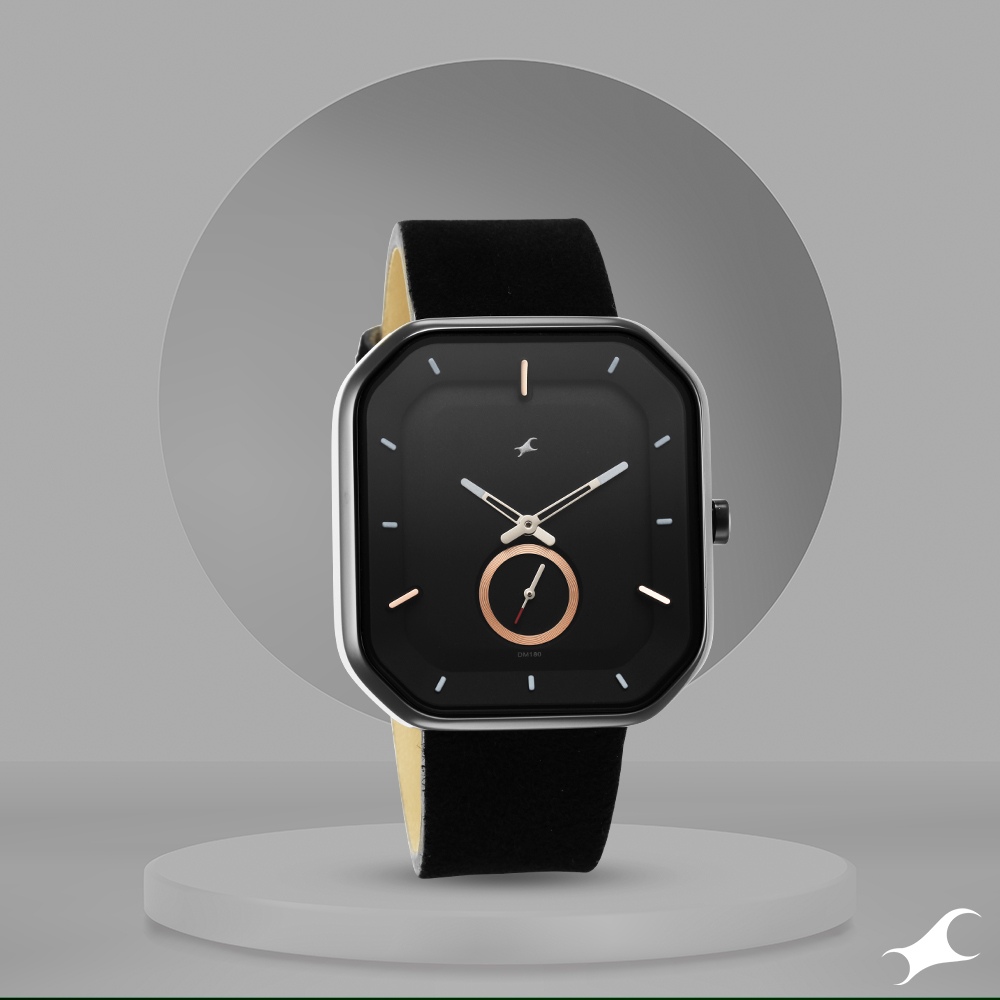 Buy Online Fastrack After Dark Black Dial Leather Strap Watch for