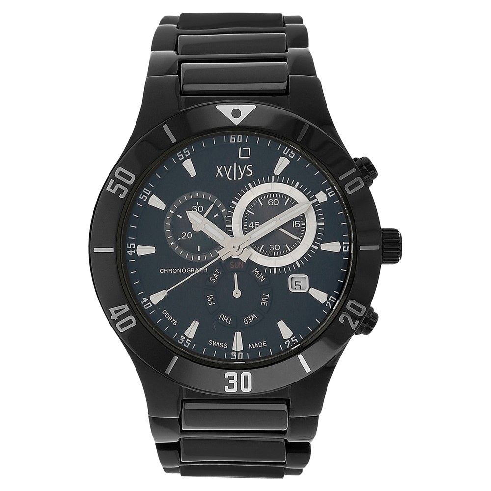 Buy Online Xylys Swiss Chronograph Black Stainless Steel And Ceramic Strap and Black Dial Watch For Men nl9295dm03 Titan