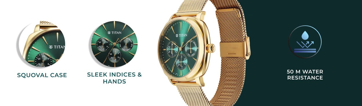 Buy Online Titan Classique Suave Quartz Green Dial Golden