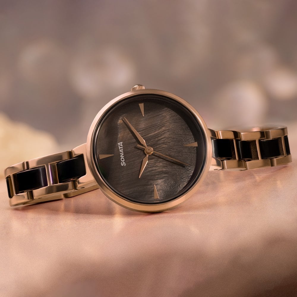 Buy Online Sonata Quartz Analog Multicoloured Dial Two Toned