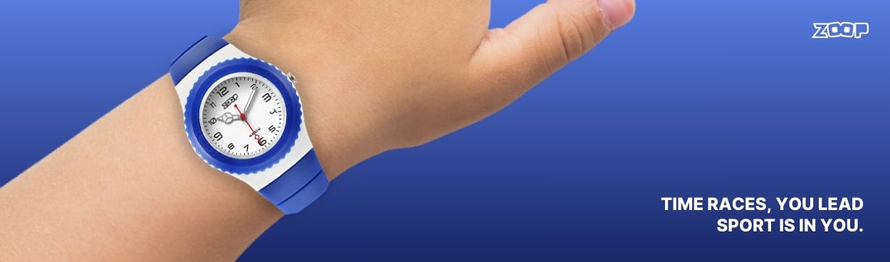 Buy Online Zoop Analog Watch with White Dial Blue Strap for