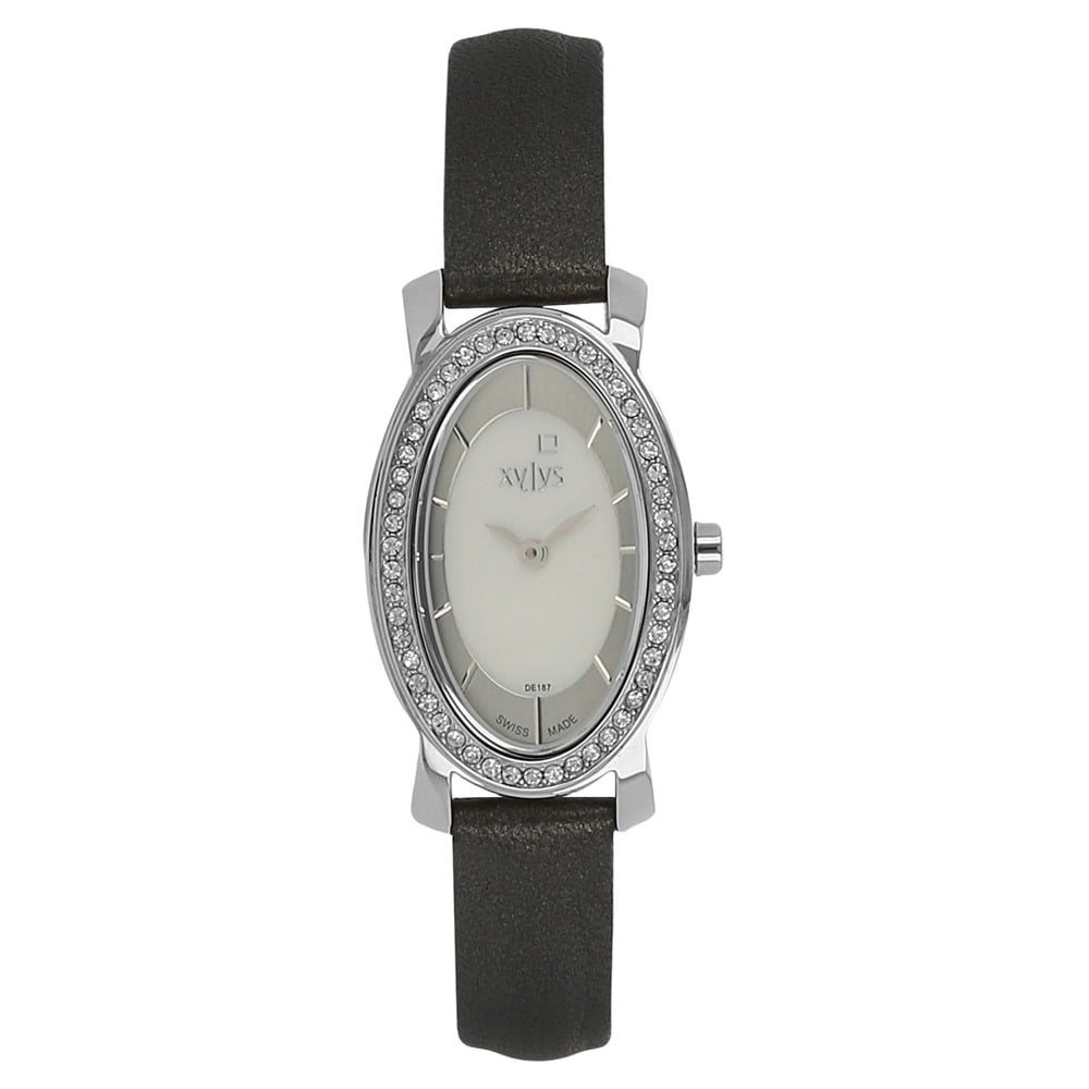 Buy Online Xylys Swiss Analog Black Leather Strap and Mother of