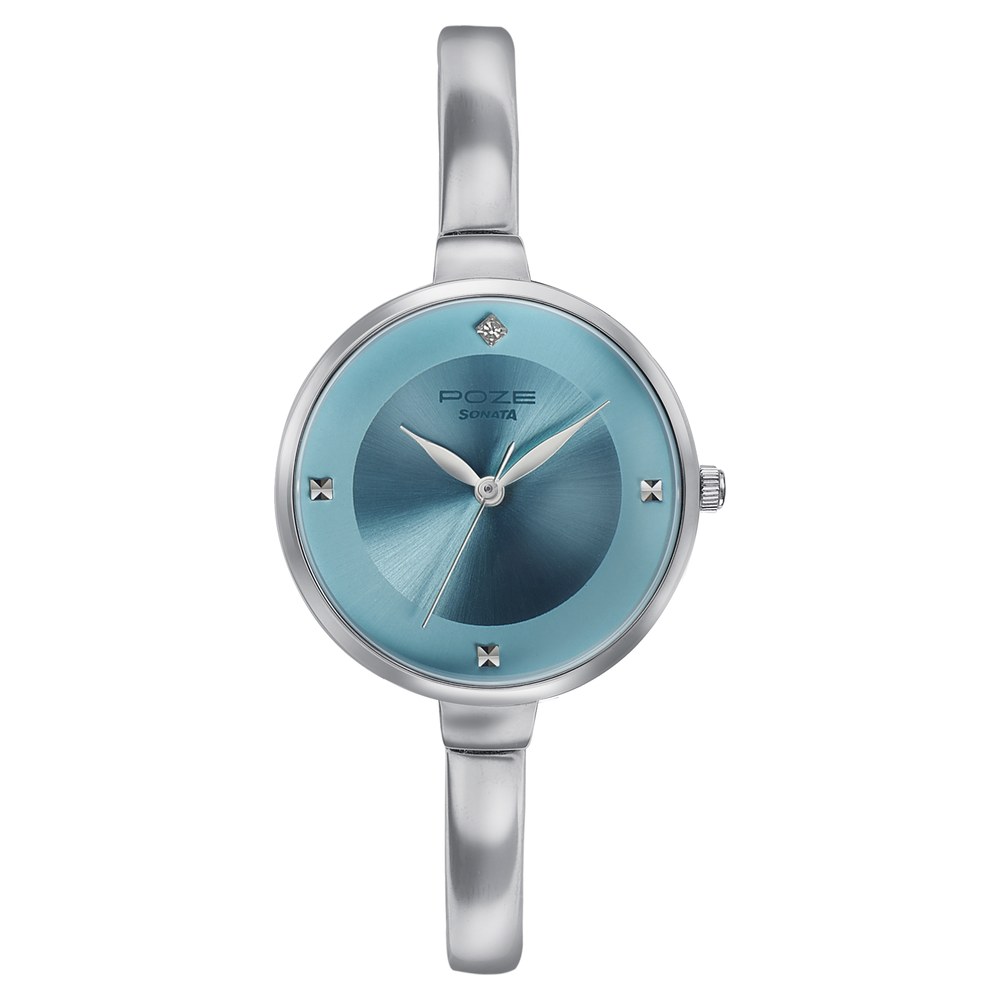Buy Online Poze by Sonata Quartz Analog Blue Dial Metal Strap