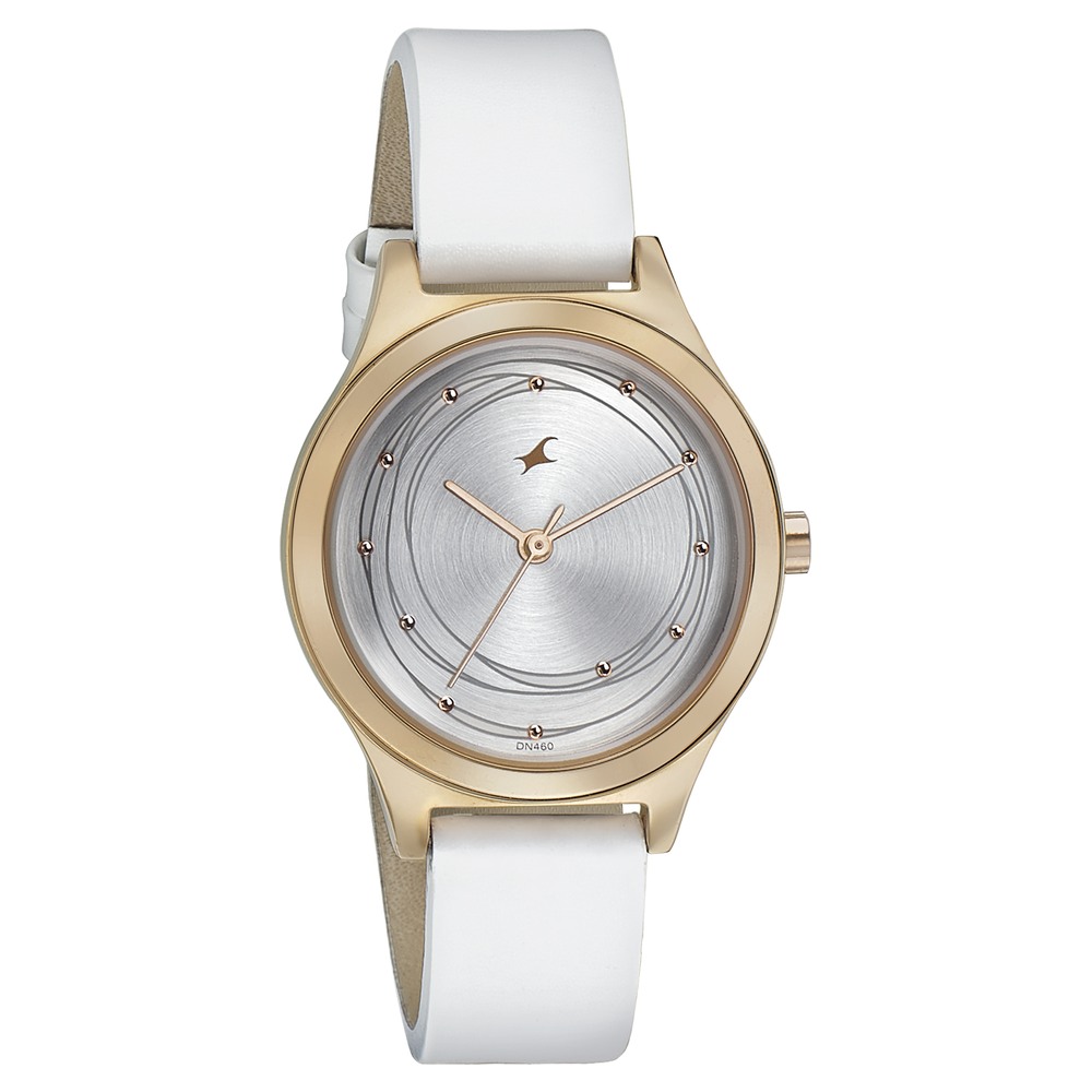 Buy Online Fastrack Style Up Silver Dial Leather Strap Watch for Girls 6152wl01 p Titan