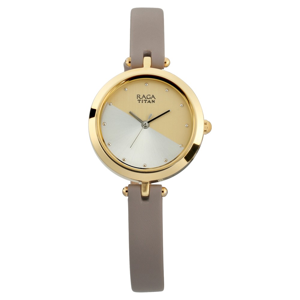 Buy Online Titan Raga Viva Champagne Dial Women Watch With Leather Strap ns2606yl01 Titan