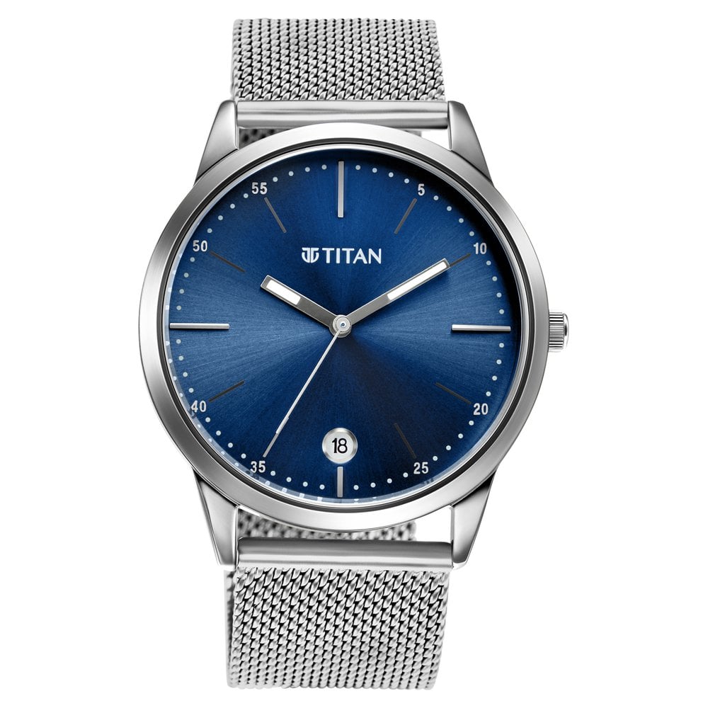 Buy Online Titan Elmnt Blue Dial Analog Stainless Steel Strap