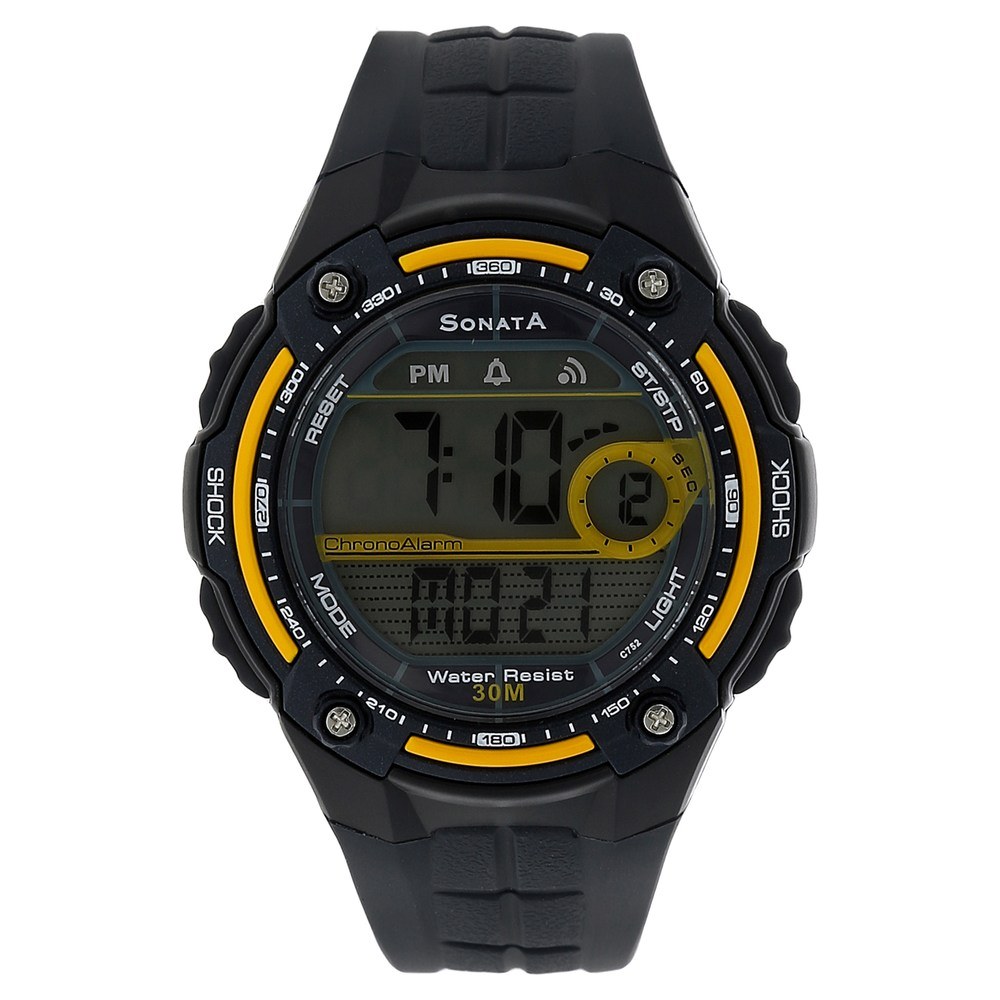Buy Online SF Digital Dial Black Plastic Strap Watch for Men 7949pp02 p Titan
