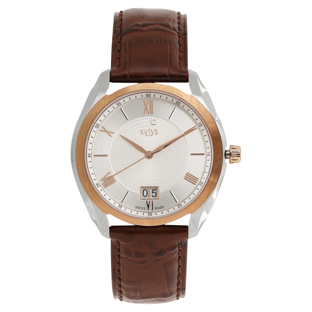 Buy Online Xylys Swiss Analog with Date Brown Leather Strap and
